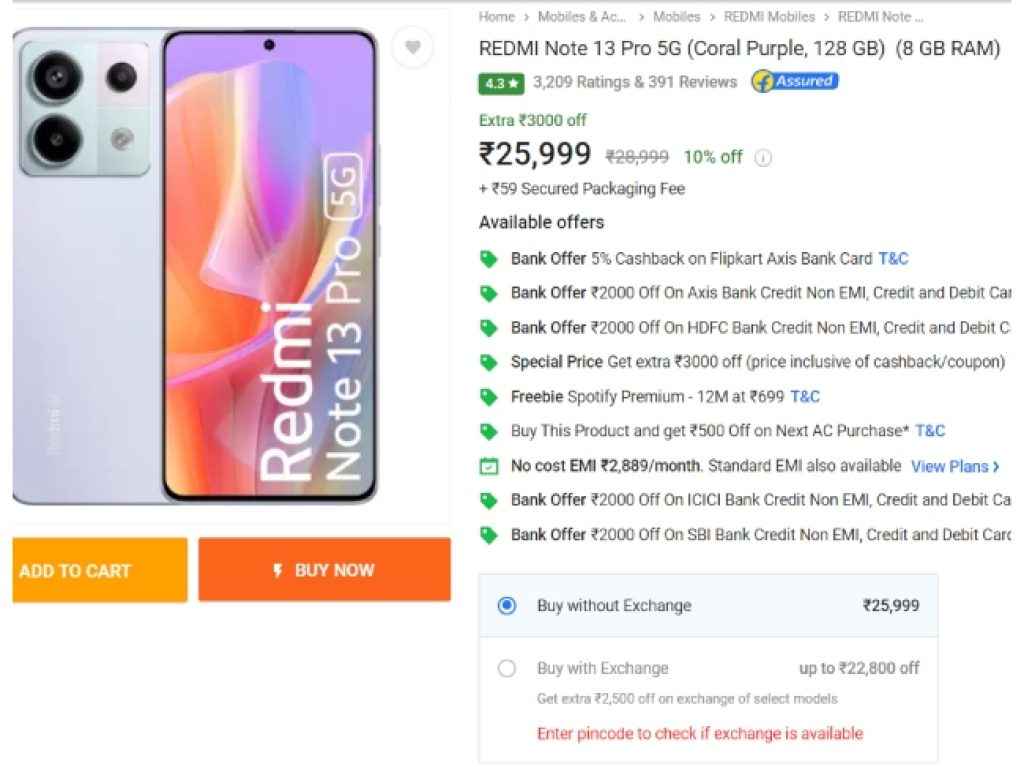 Redmi Note 13 Pro 5G Flipkart Deal