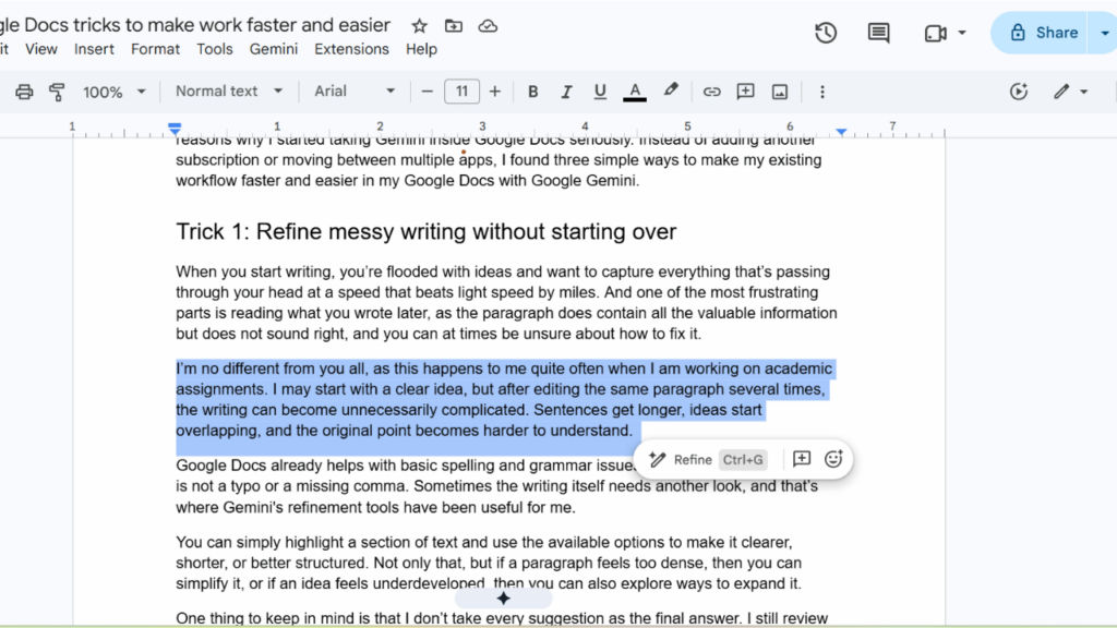 Refine messy writing without starting over
