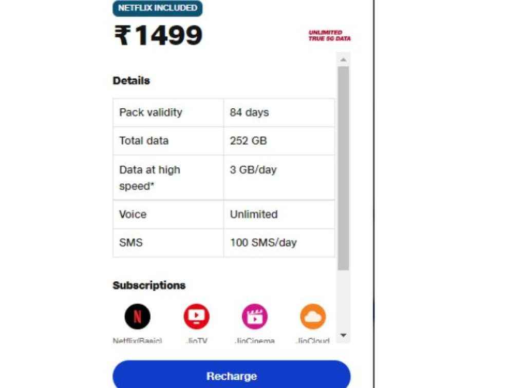 Reliance Jio Rs 1499 Plan