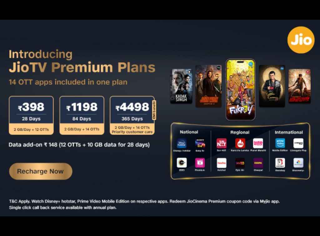 get 14 ott access free on jiotv premium by these jio plans