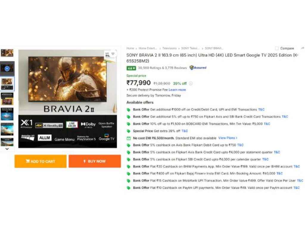 SONY BRAVIA 2 II 163.9 cm (65 inch) Ultra HD