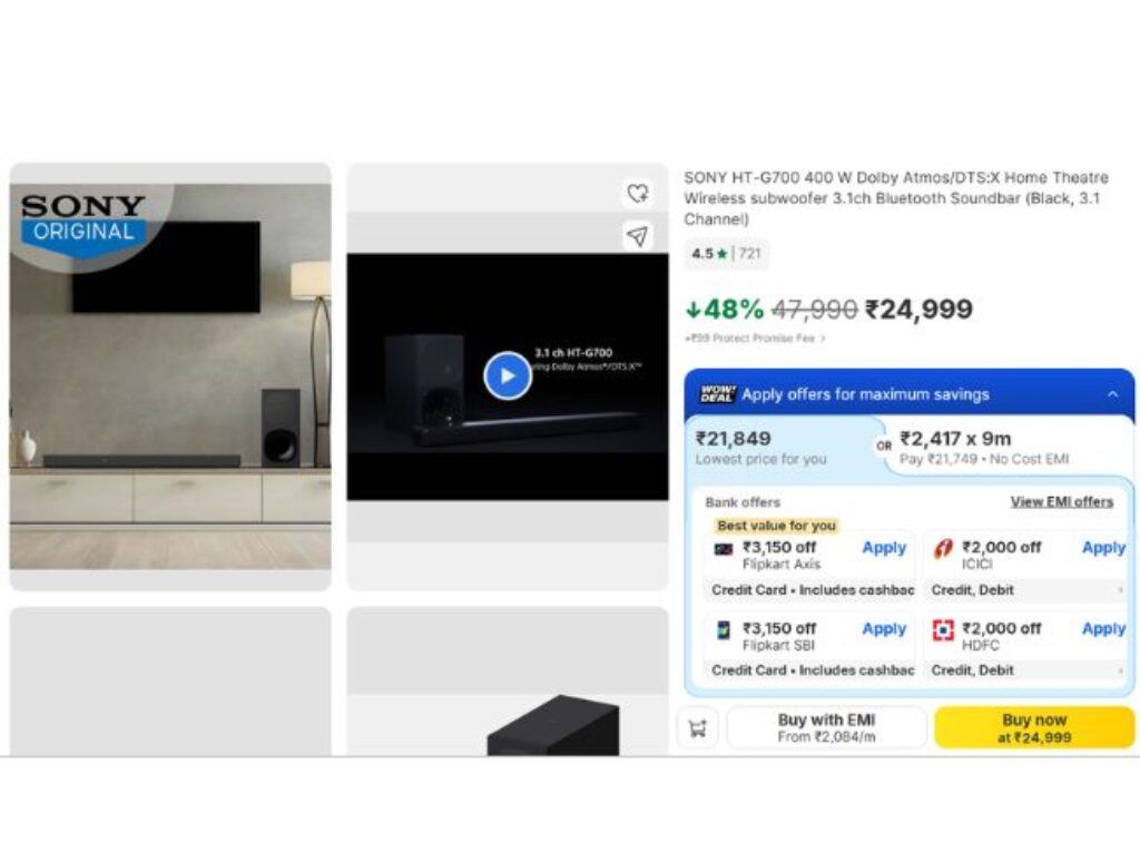 SONY HT-G700 400 W Dolby AtmosDTSX Home Theatre