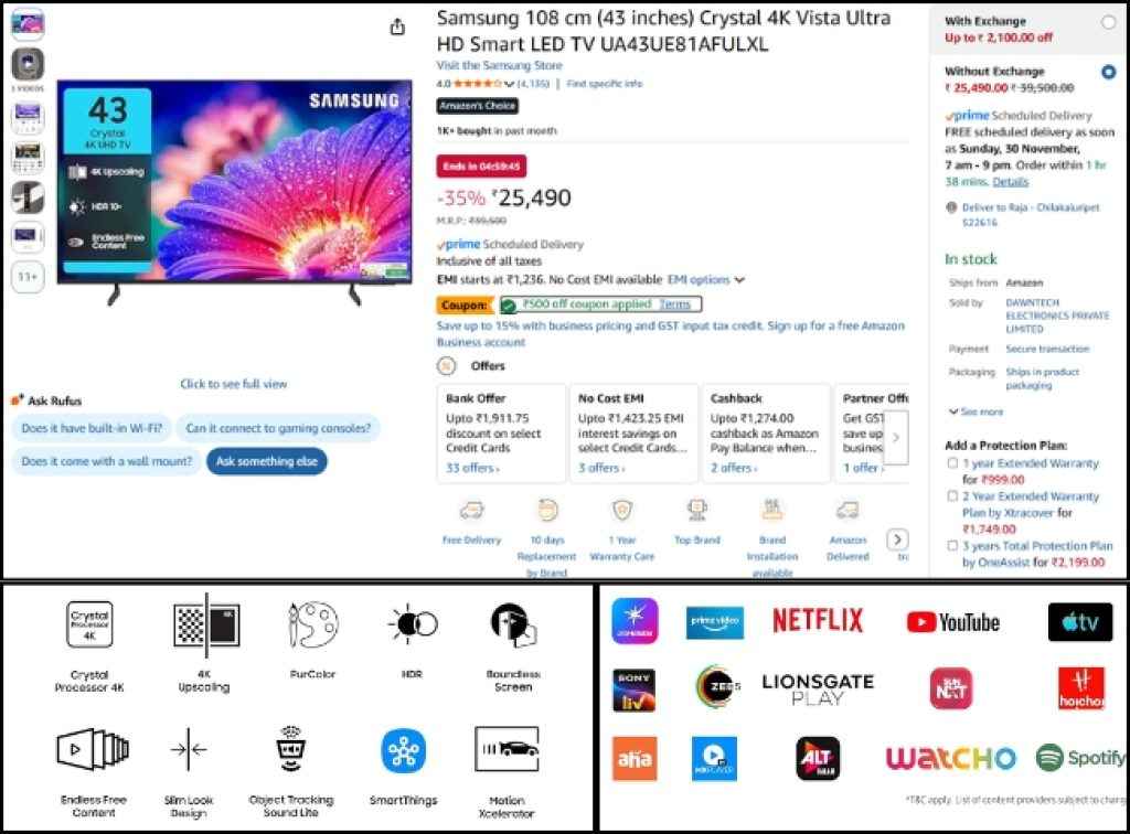 Samsung 4K Smart Tv Amazon Sale Offer