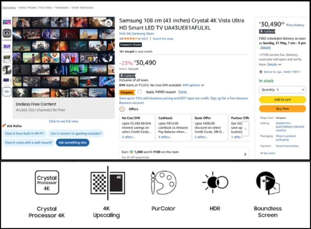 Samsung 4K Smart Tv deal