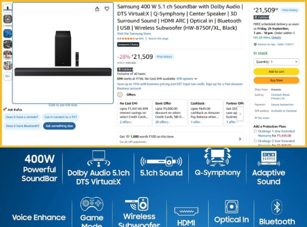 Samsung 5.1 Dolby Soundbar deal today