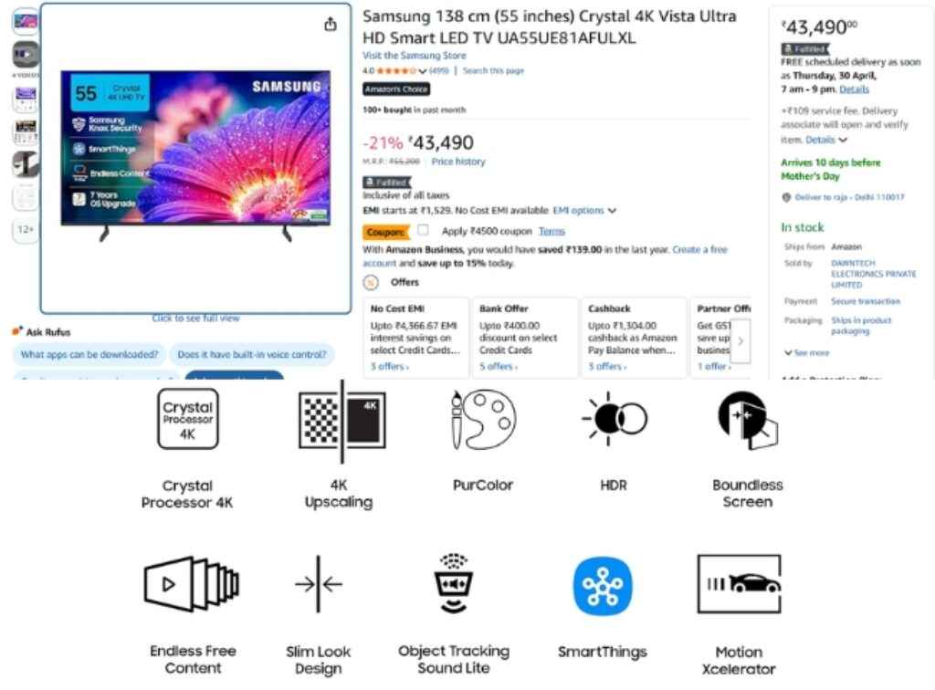 Samsung 55 inch Smart TV big deal on amazon sale