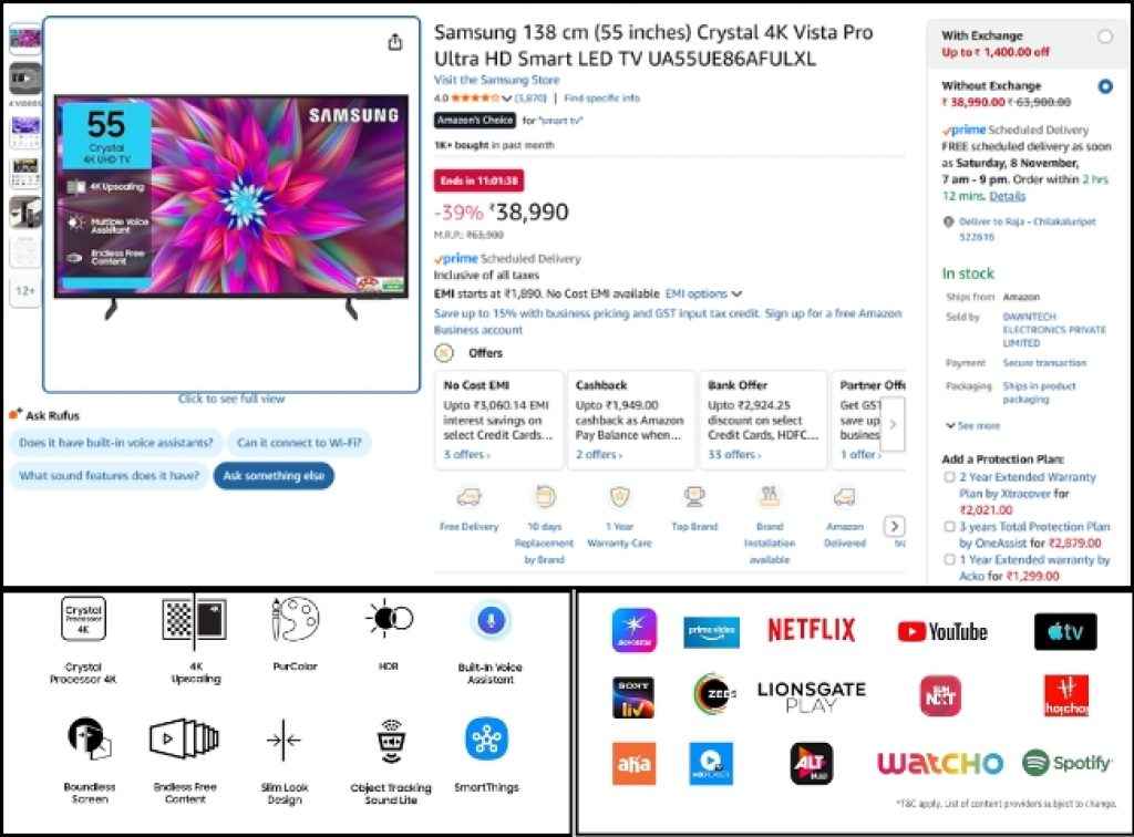Samsung 55 inch Smart Tv