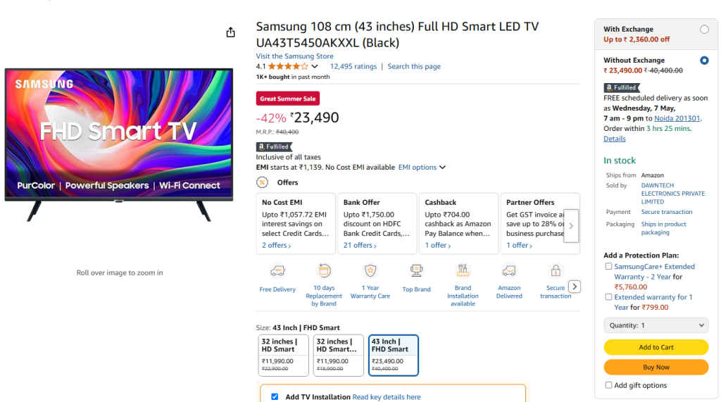 Samsung Affordable Smart TV