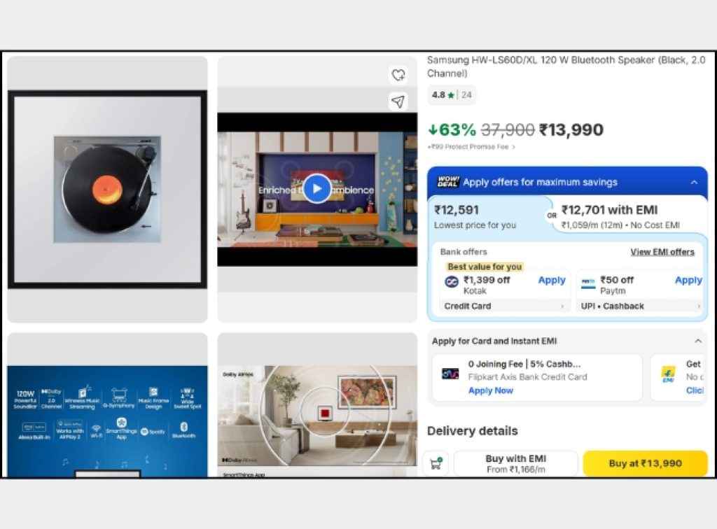 Samsung Dolby Atmos speaker deal on flipkart sale