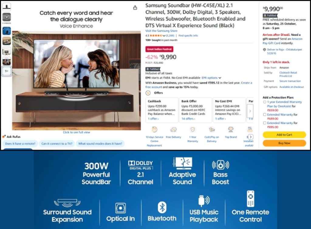 Samsung Dolby Soundbar Deal on Amazon Sale