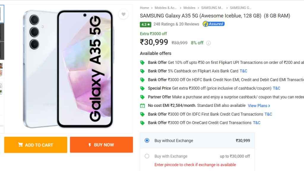 Samsung Galaxy A35 5G Flipkart Deal