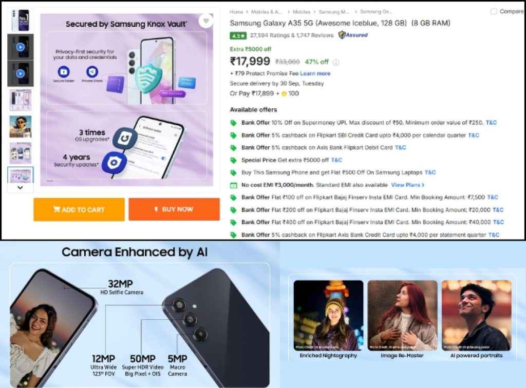 Samsung Galaxy A35 5G Flipkart sale offers
