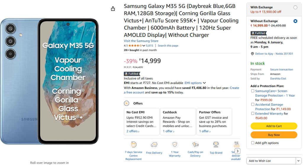 Samsung Galaxy M35 5G Price Drop in India - 6000mAh