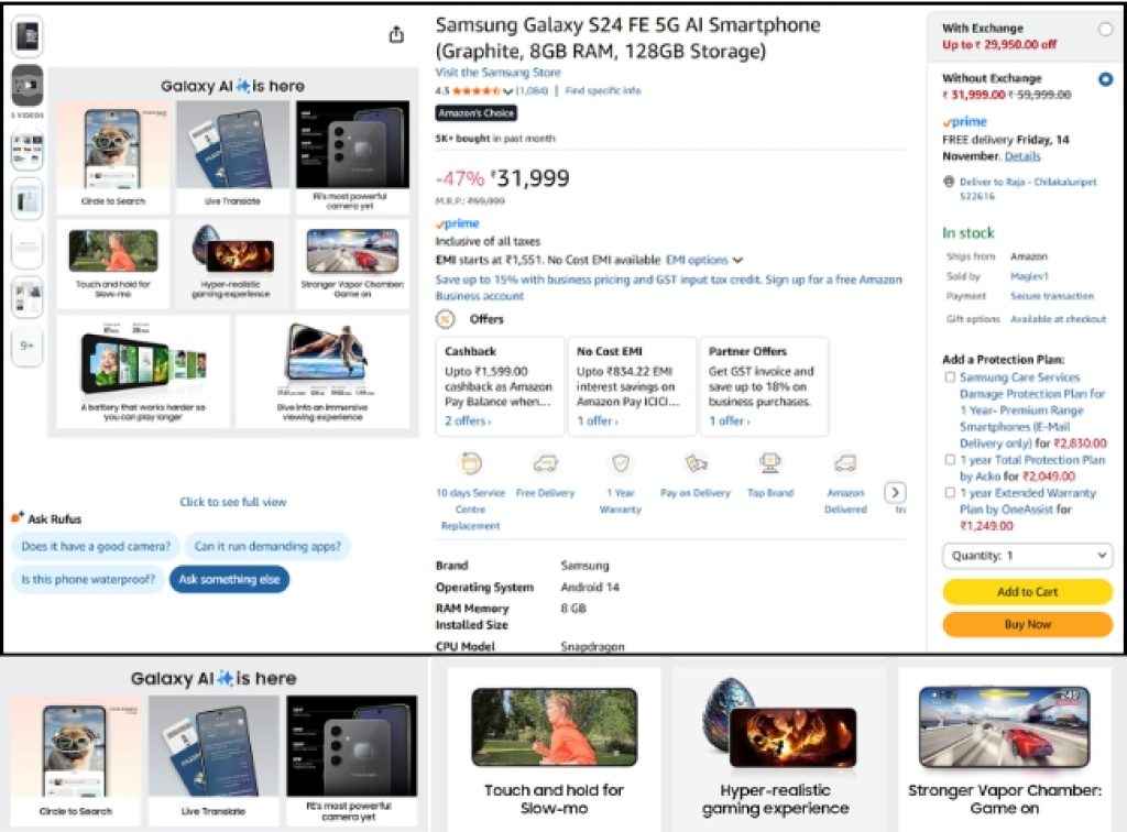 Samsung Galaxy S24 FE 5G Offer on amazon