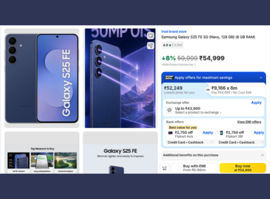 Samsung Galaxy S25 FE 5G Deal Price in Flipkart