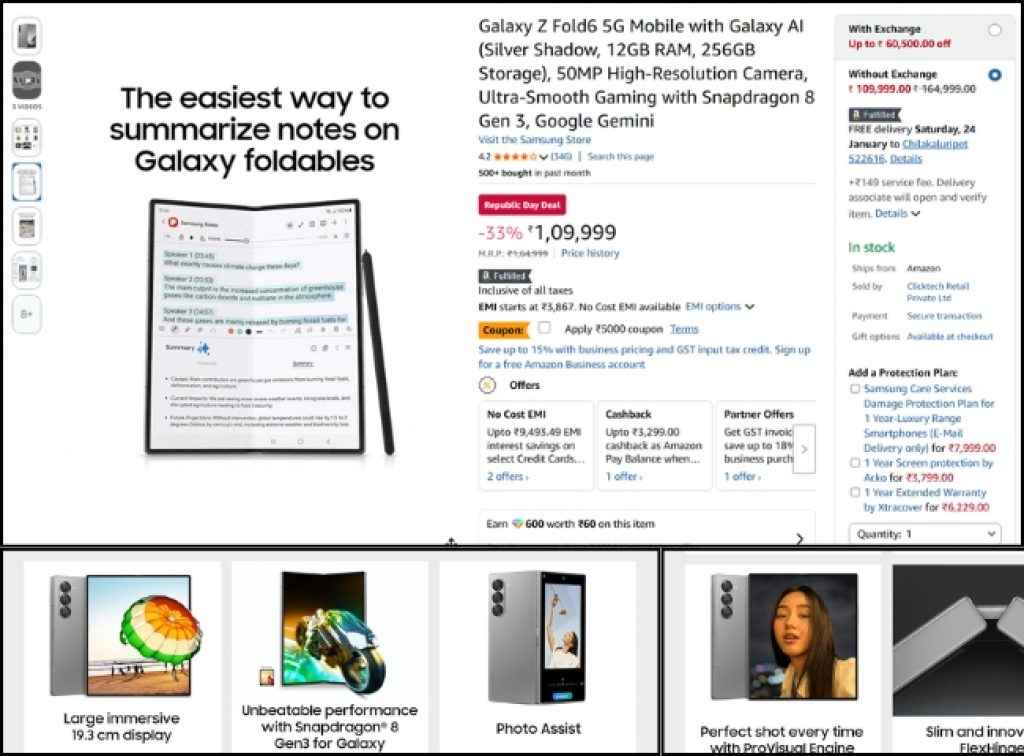 Samsung Galaxy Z Fold 6 deal on amazon sale