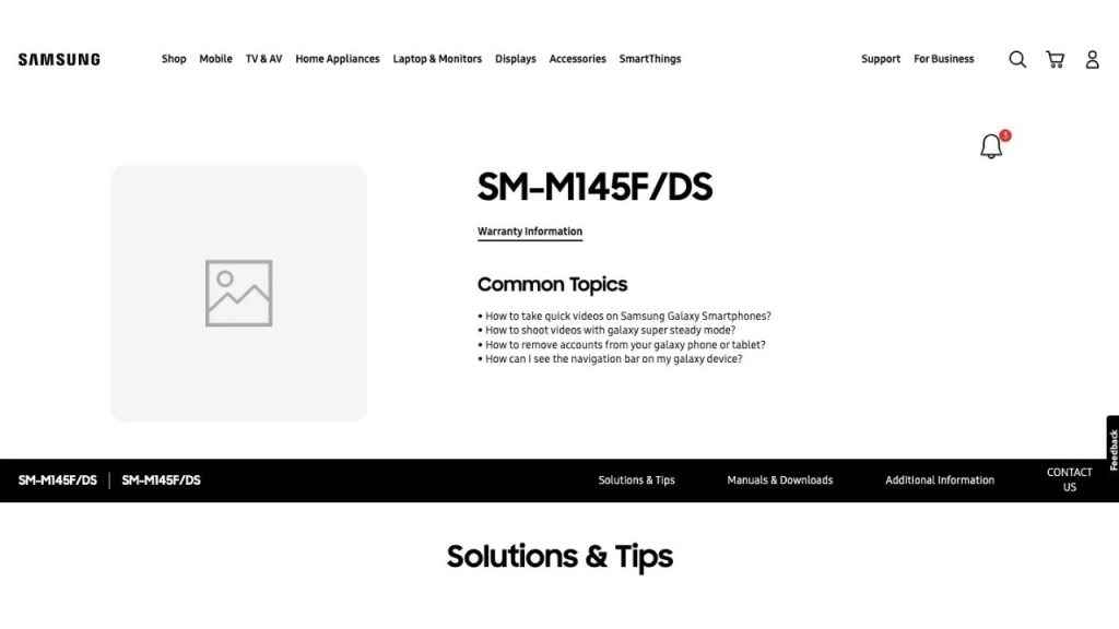 Samsung Galaxy M14 4G support page goes live in India, design revealed via user manual
