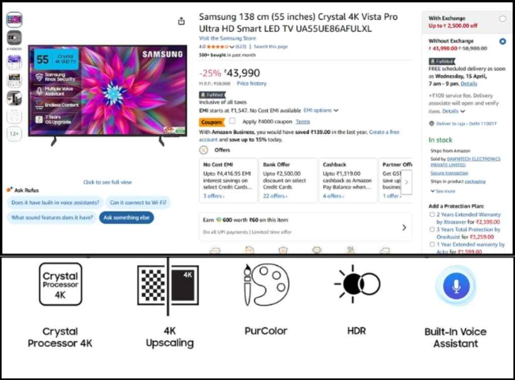 Samsung Smart Tv deal on amazon