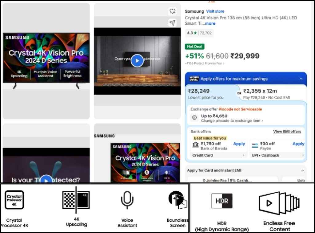 Samsung Smart Tv deal on flipkart
