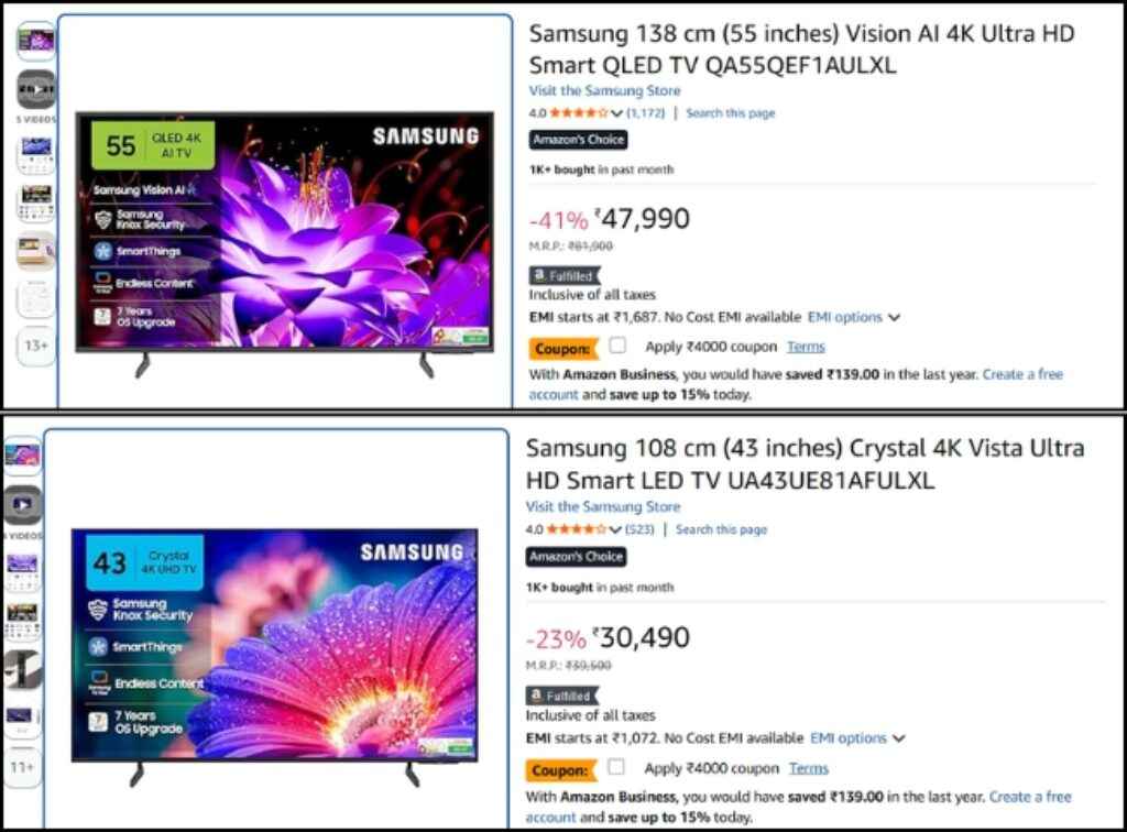 Samsung Smart Tv deals on amazon