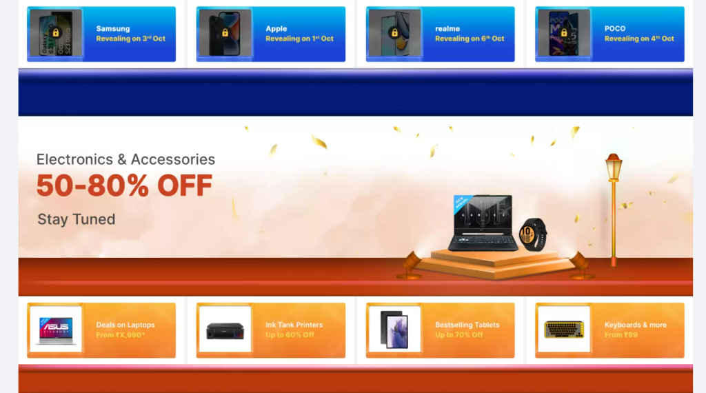 Products and discounts in Flipkart's Big Billion Days sale