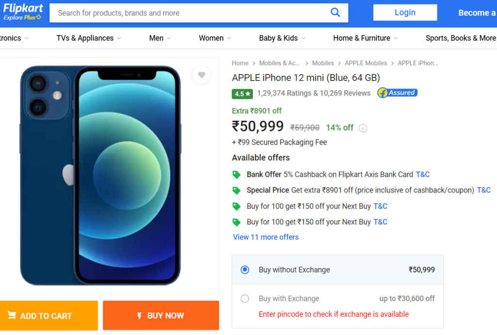 iPhone 12 Mini Flipkart Discount Offer