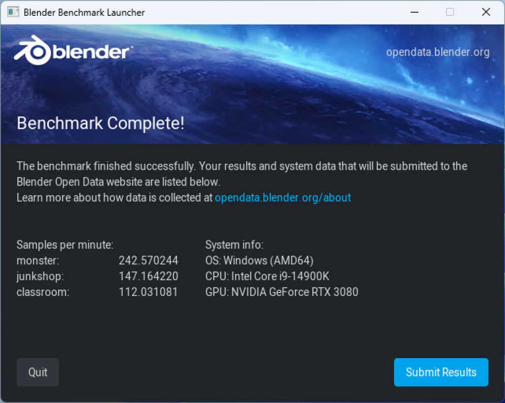 Blender performance - Intel Core i9-14900K