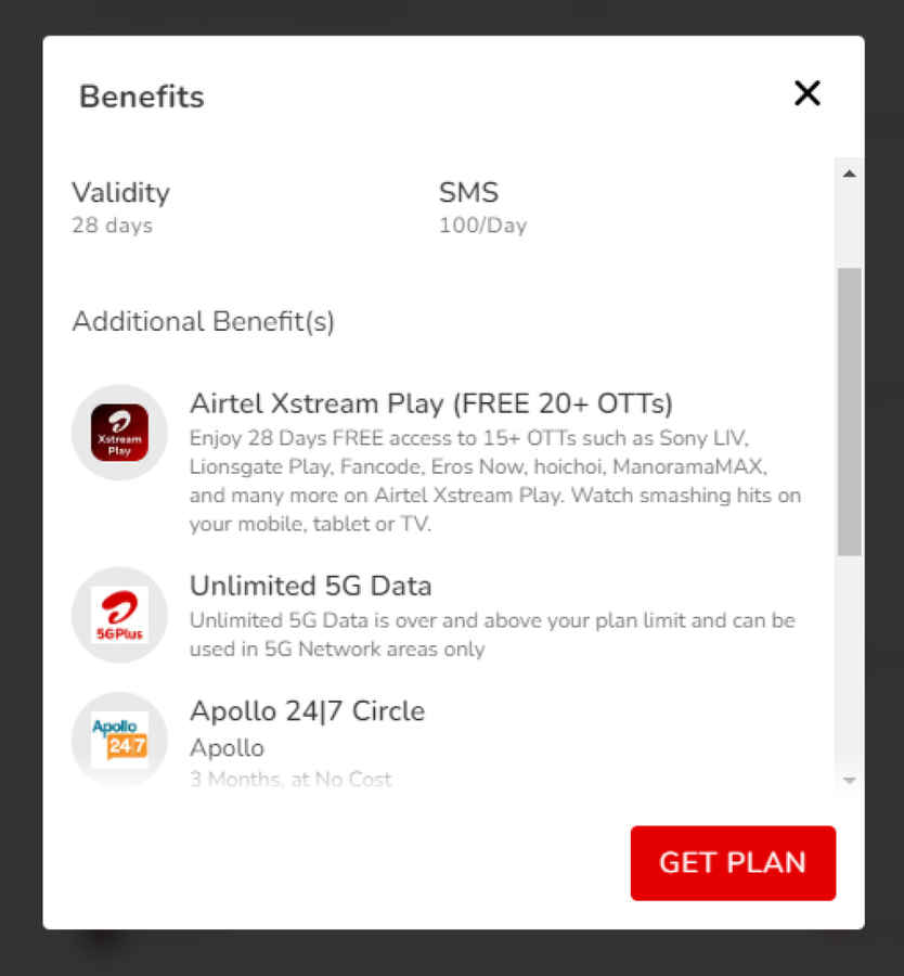 Airtel Rs 399 Recharge plan full details