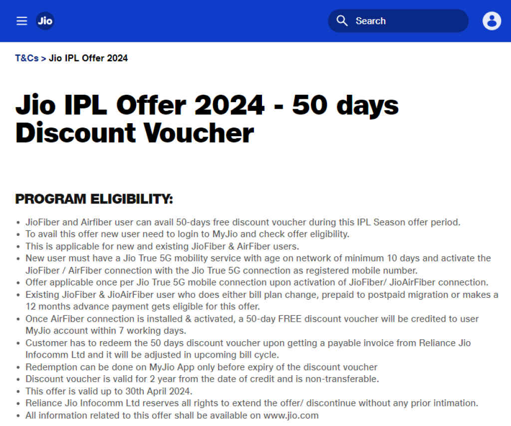 Jio Airfiber Free Offer For 50 Days