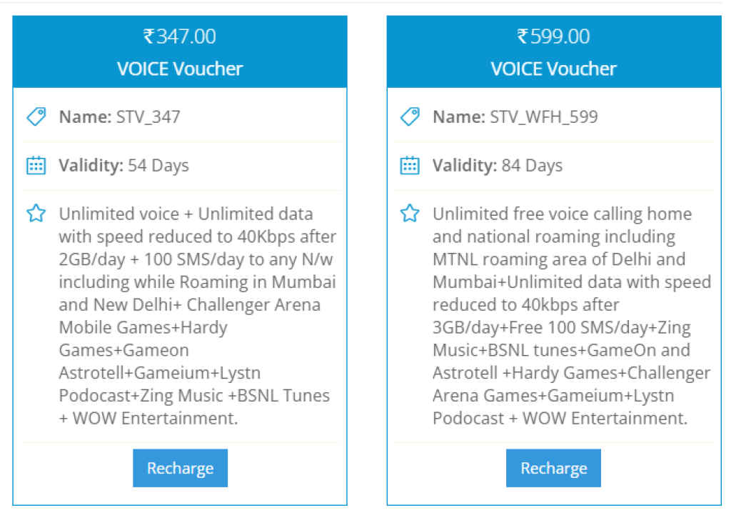 BSNL has launched 2 new plans