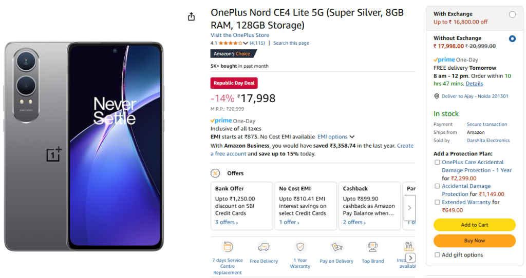 OnePlus Nord CE4 Lite 5G - Huge Discounts