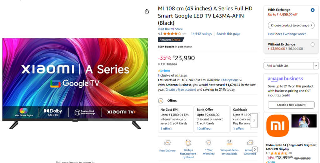 43 Inch Google LED TV Sale at lowest price