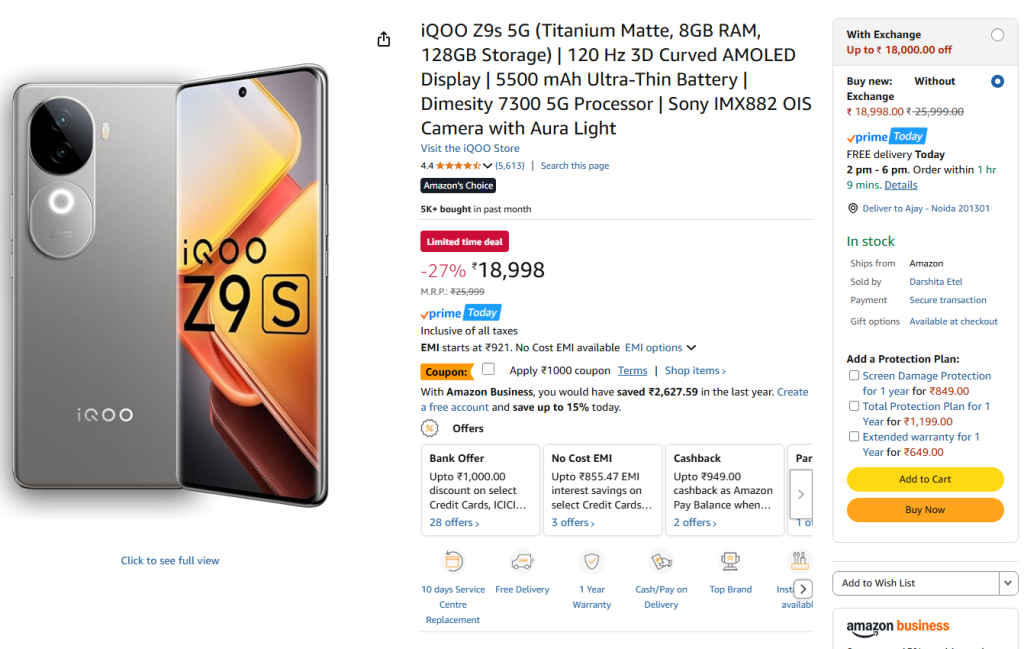 Limited-Time Deal on iQOO Z9s 5G