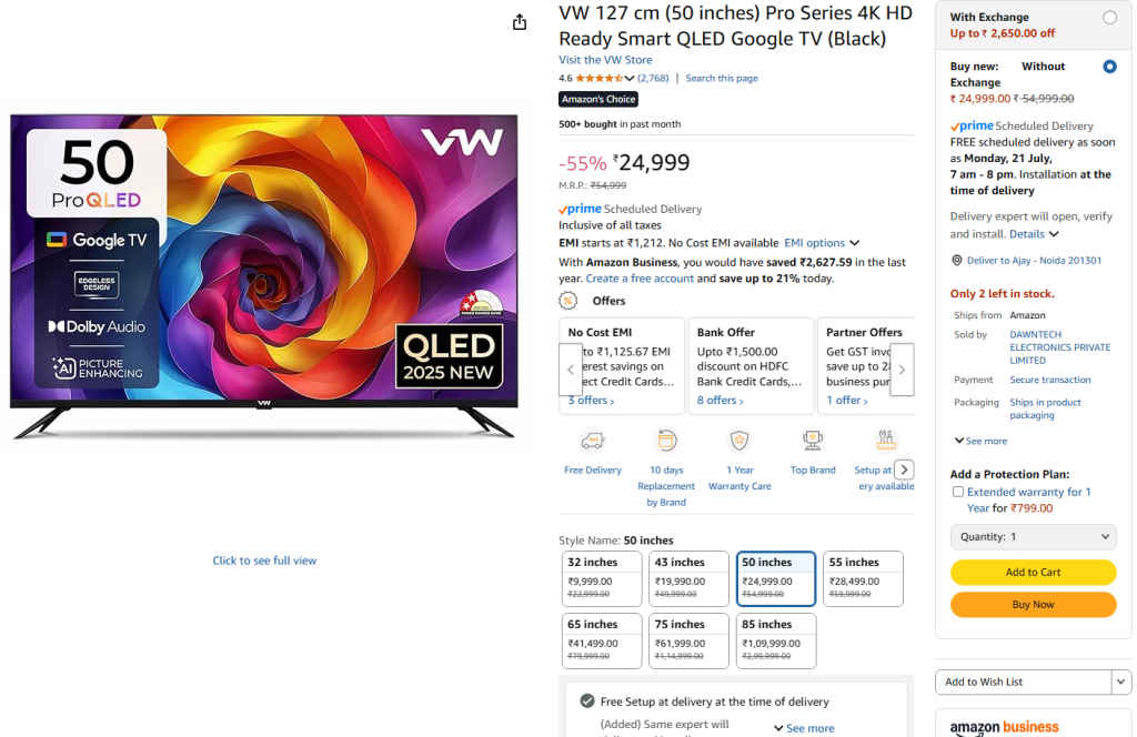 50 Inch Google Smart TV