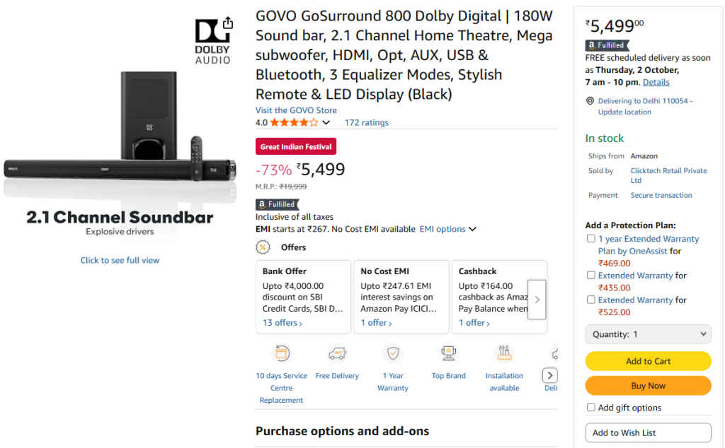 Best Dolby Audio Soundbar in Amazon