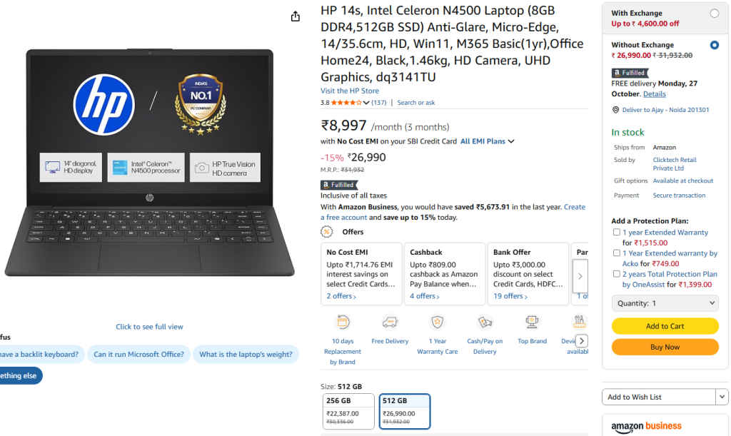Amazon latest laptop from HP
