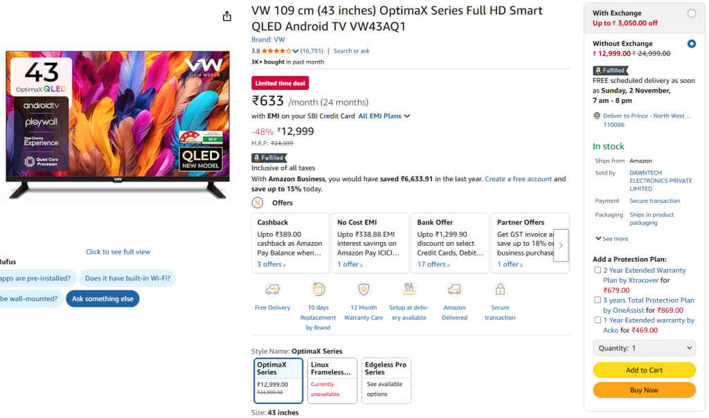 43 Inch QLED Smart TV