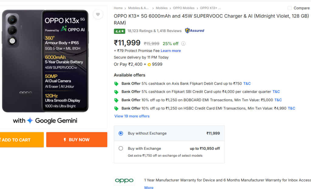 OPPO K13x 5G Price Cut