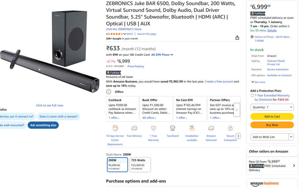 ZEBRONICS Dolby Soundbar