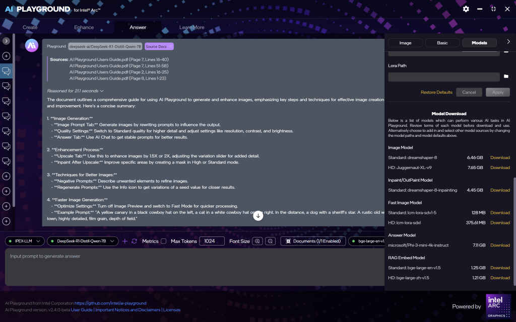How to Use Intel AI Playground Effectively and Run LLMs Locally - optimization