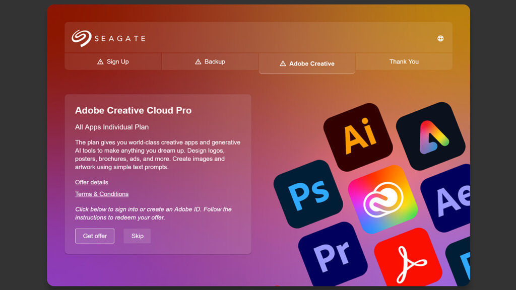 Seagate One Touch Desktop External Hard Drive Adobe Creative Cloud Pro Trial