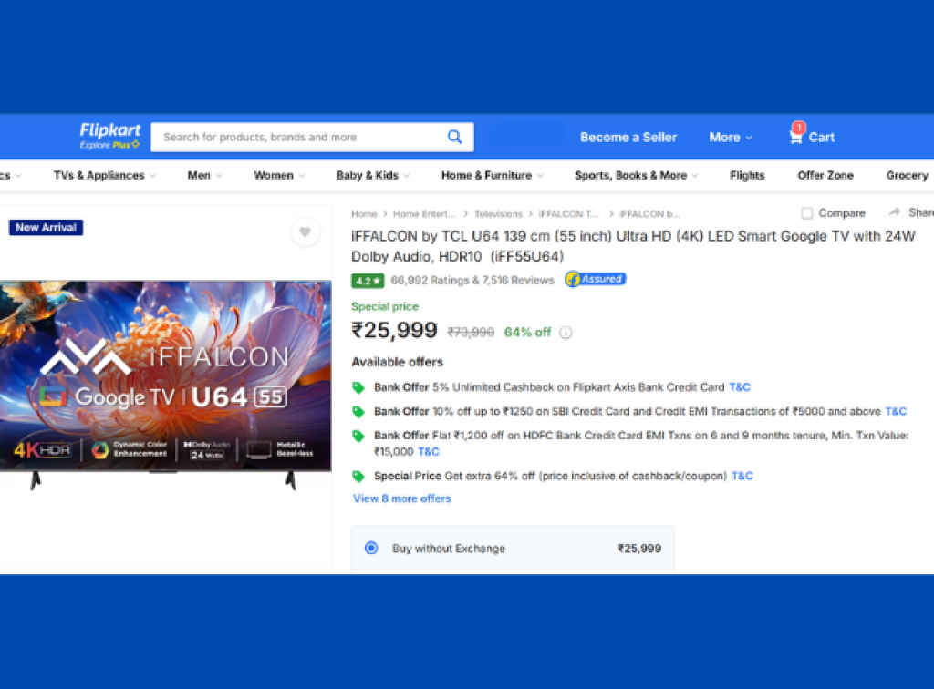 Smart TV offer on Flipkart