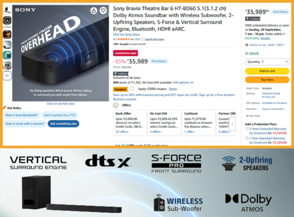 Sony 3.1.2 Dolby Atmos soundbar deal