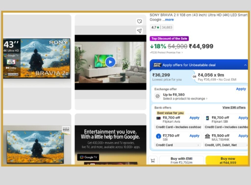 Sony 4K Smart Tv deal on freedom sale