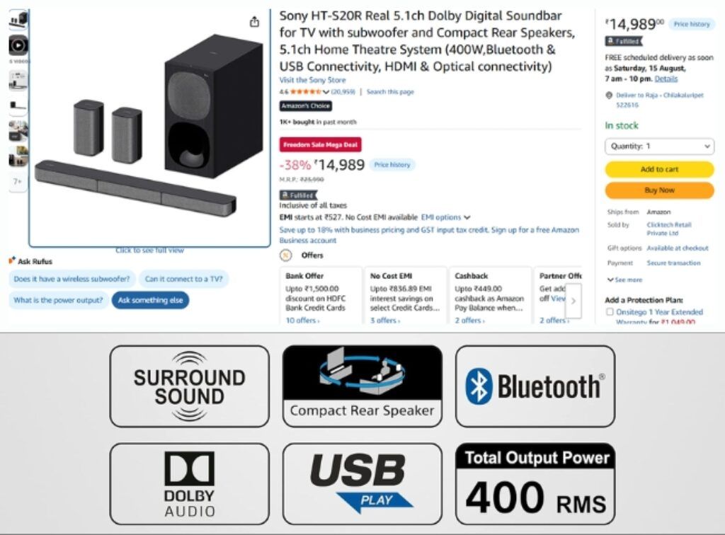 Sony 5.1 Dolby soundbar Deal on amazon great freedom sale 2026