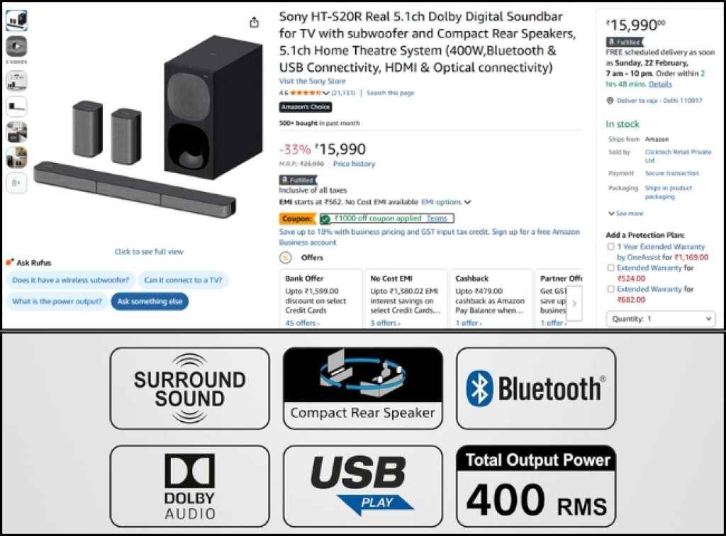 Sony 5.1 Dolby soundbar deals on amazon
