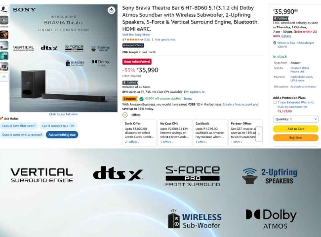 Sony Dolby Atmos Soundbar Offer