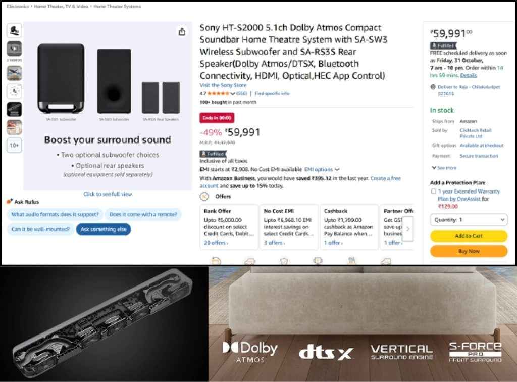Sony Dolby Atmos Soundbar deal on amazon