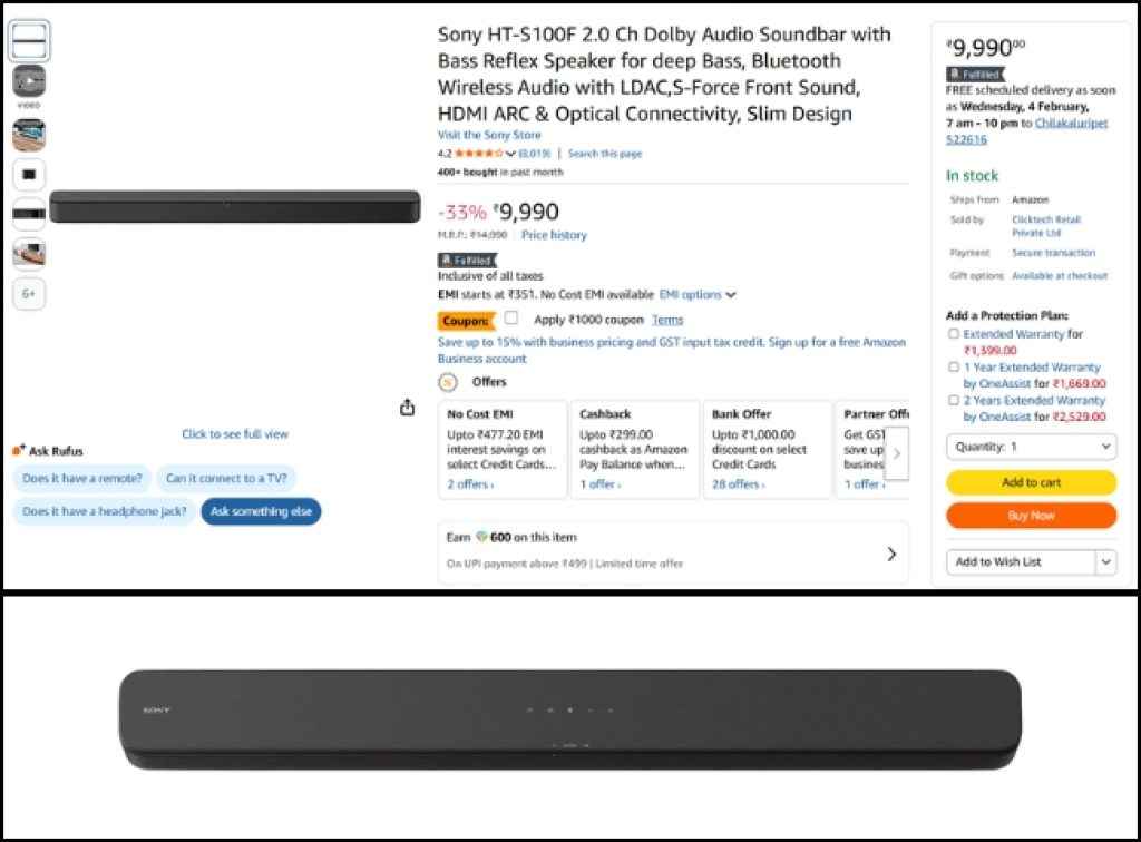 Sony Dolby Soundbar deal on amazon