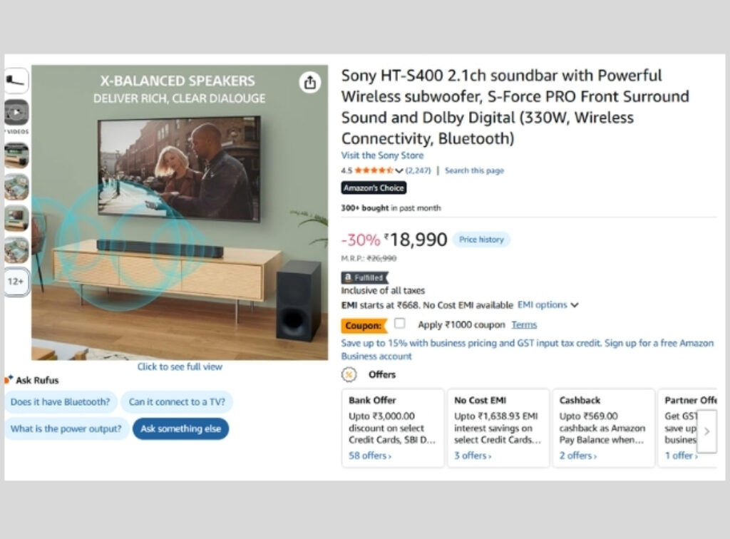 Sony Dolby Soundbar deal on amazon